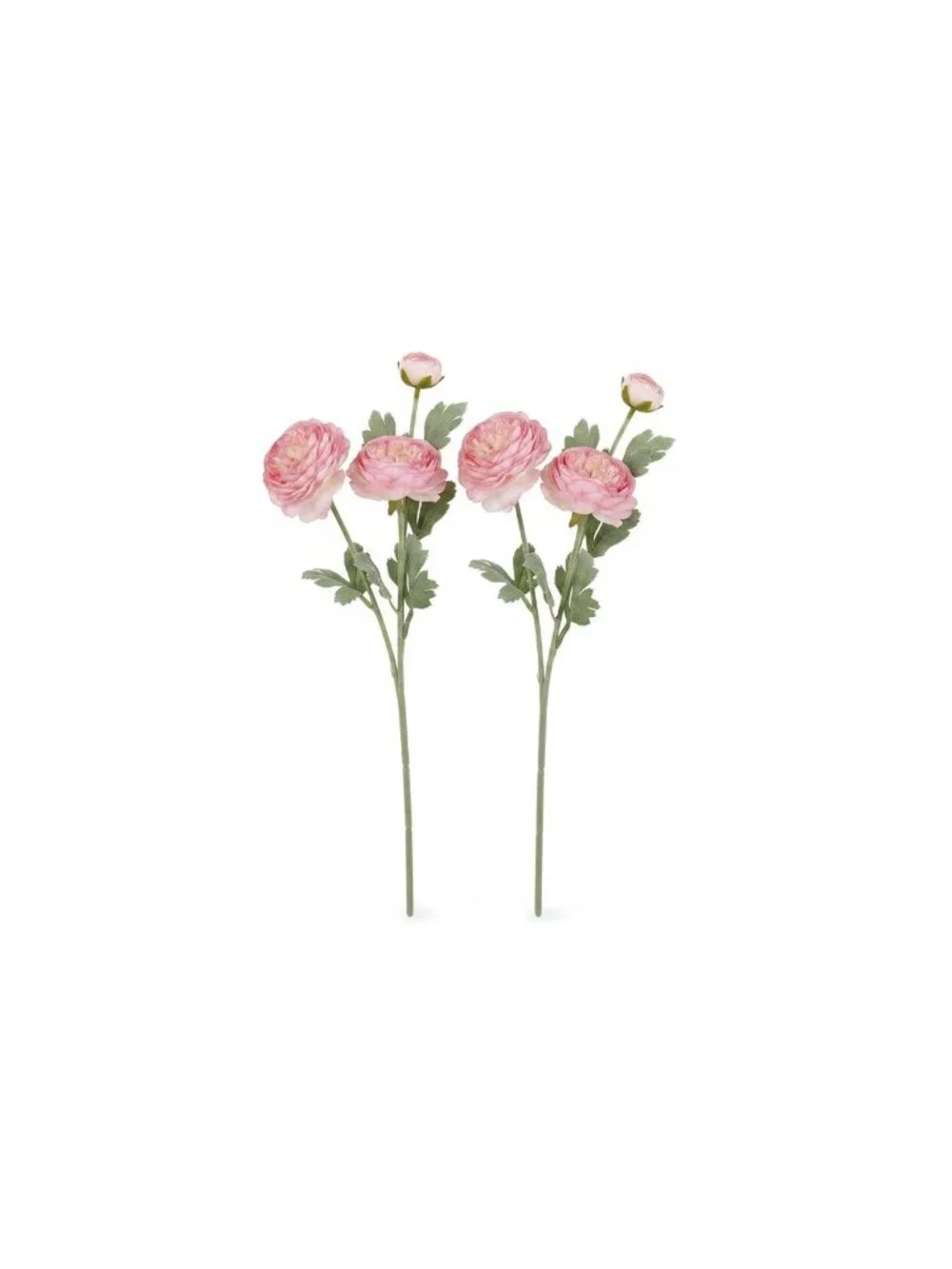 Blush Pink Artificial Ranunculus Peony Style Stems, Set of 2, 20 Inch Silk Flowe